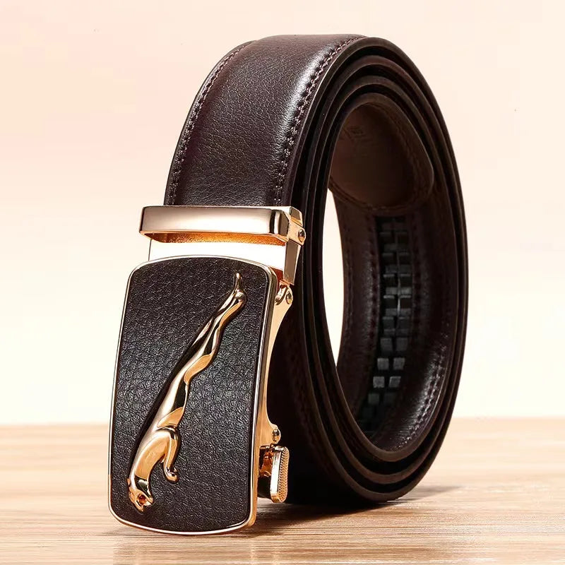 Men's Genuine Leather Belt Automatic Buckle Women Strap Fashion Versatile Younth Female Male White Black Red Pants Belts