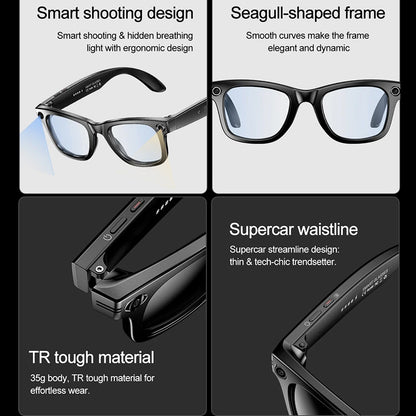 LIGE AI Smart Glasses with Camera Sunglasses 800W Camera Video Recorder Wireless Bluetooth Call Anti-blue Glasses for Man Women