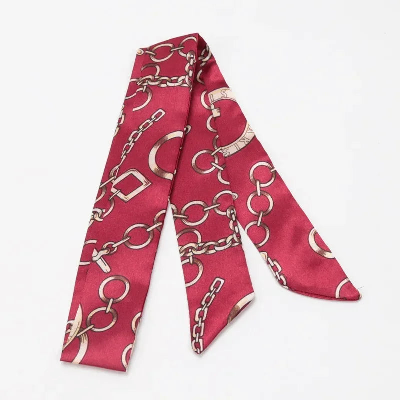 Skinny Scarf Hair Small Women Simple Style Handle Ribbon Fashion Printing Hairband Headscarf Beautiful Scarves Bags for Women