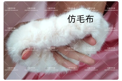 Anime accessories White Fur Hair Ring Japanese Girl Lolita Double Horsetail Hair Ornament Hair Rope kawaii accessories