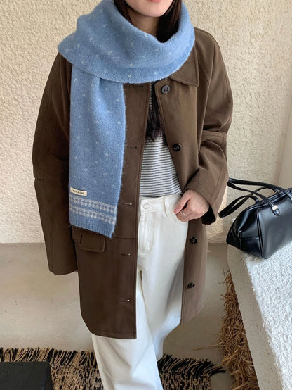 Women's Scarves Korean Retro Fair Island Simple Sweet Versatile Kawaii Wool Winter Thicked Warmth Comfortable High Quality Scarf