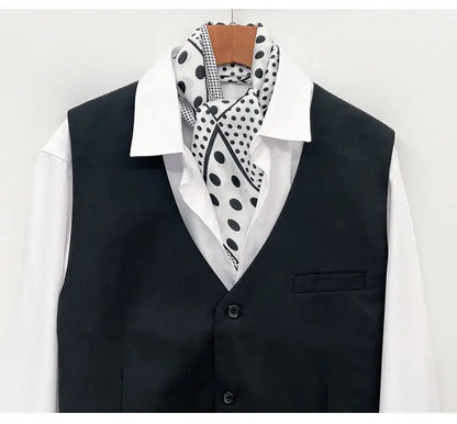 Men's Long Small Silk Scarves with Suits Spring Autumn New Fashionable Versatile Decorative Korean Version Thin  Narrow Scarves