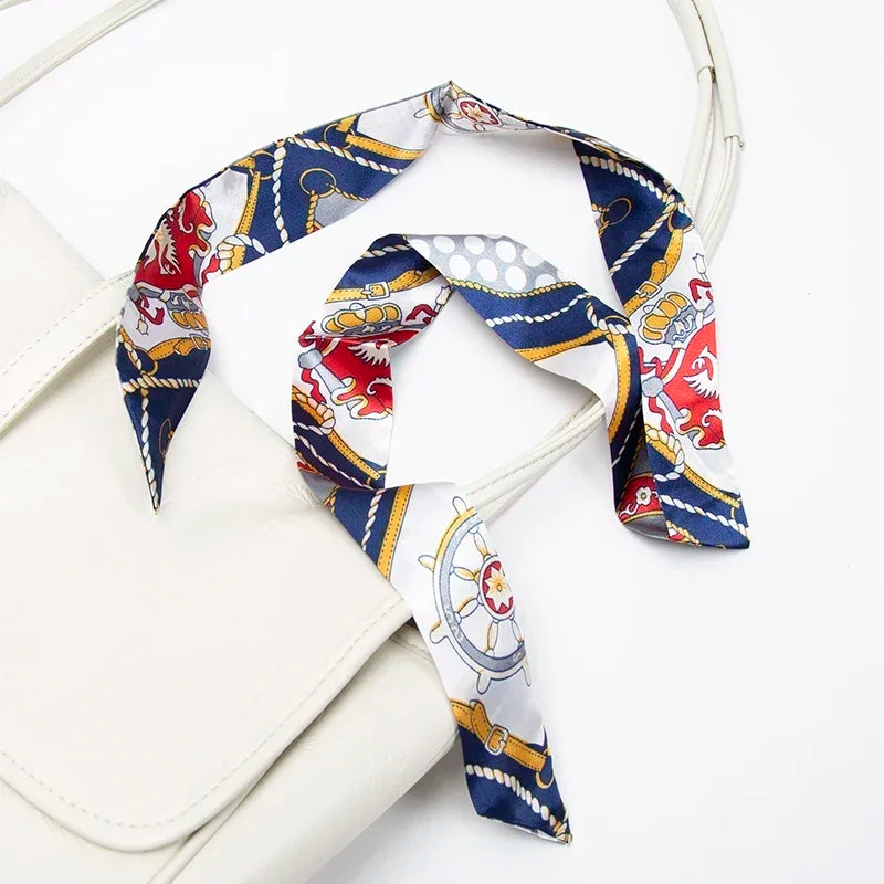 Skinny Scarf Hair Small Women Simple Style Handle Ribbon Fashion Printing Hairband Headscarf Beautiful Scarves Bags for Women
