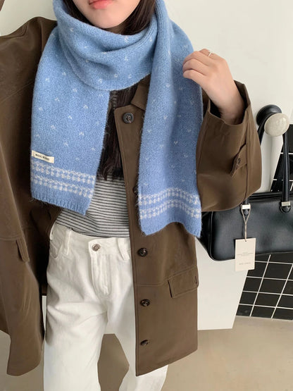 Women's Scarves Korean Retro Fair Island Simple Sweet Versatile Kawaii Wool Winter Thicked Warmth Comfortable High Quality Scarf