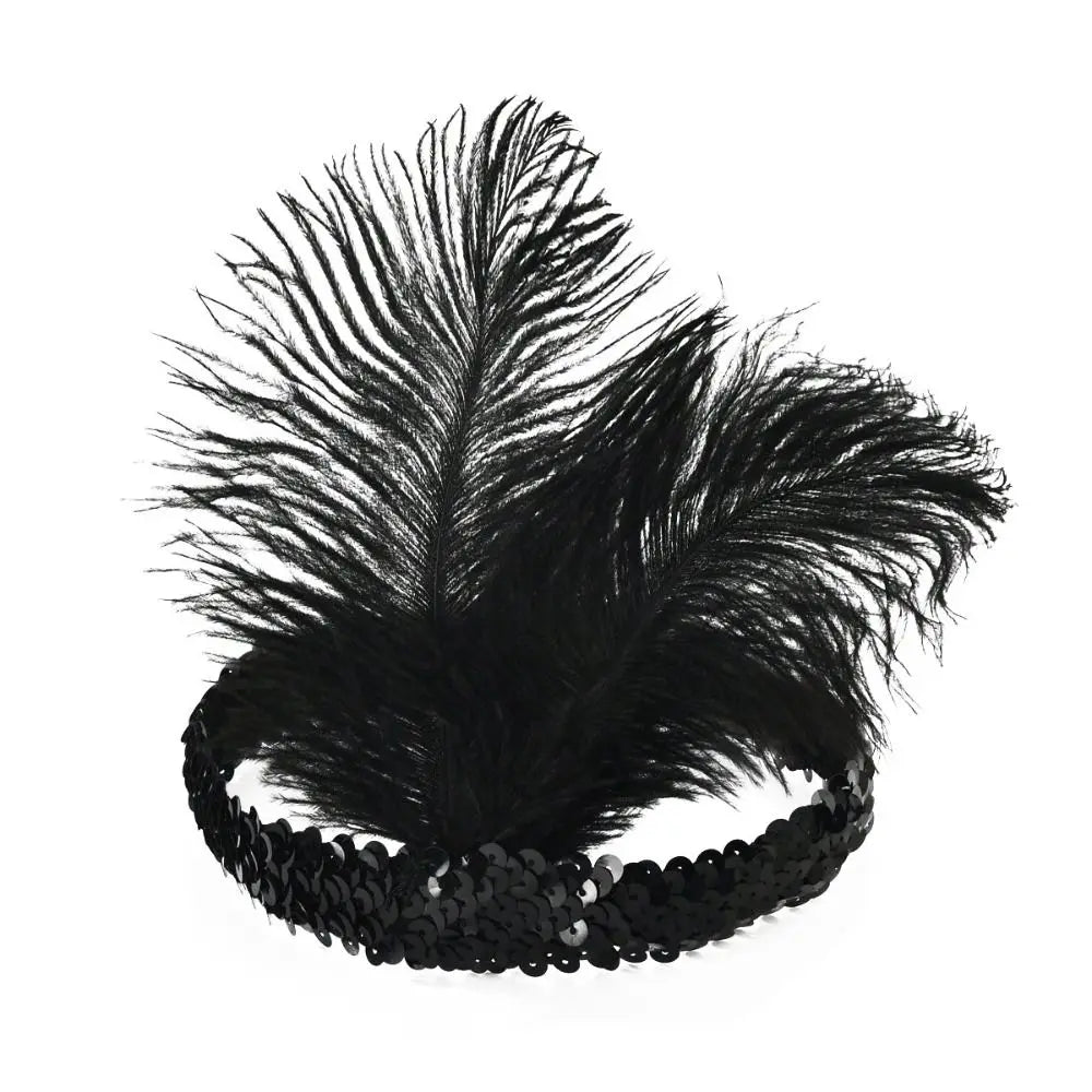Hair Accessories Feather Headwear Tassel Makeup Party Cosplay Dress Headwear Diamond Black Masquerade Hair Band