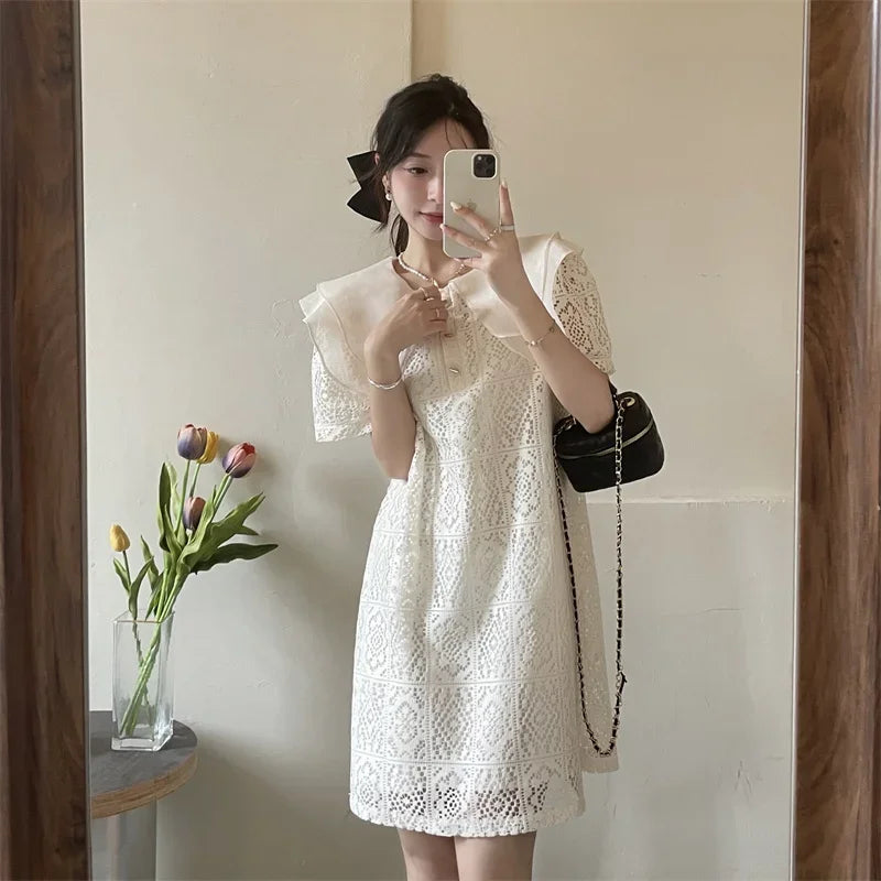 Female Dresses White Formal Women's Dress Occasion Birthday Kawaii Lace Clothing Y2k Fashion Summer 2025 Elegant and Beautiful