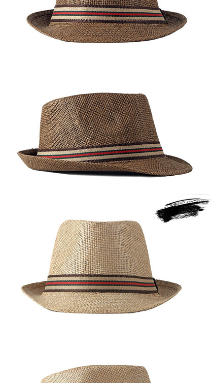 Women Beach Hats in Spring Summer British European and American Jazz Hats Men Fedoras Straw Hats Outdoor Travel Bucket Sun Hats