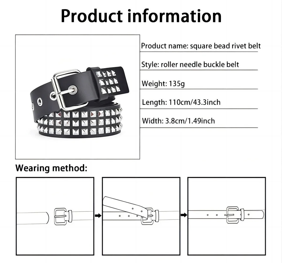 Trend Rivet Belts Heavy Metal Belt Men Women Punk Nightclub Rock Style Jeans Belt Y2K Belt Fashion Decoration Women's Belts