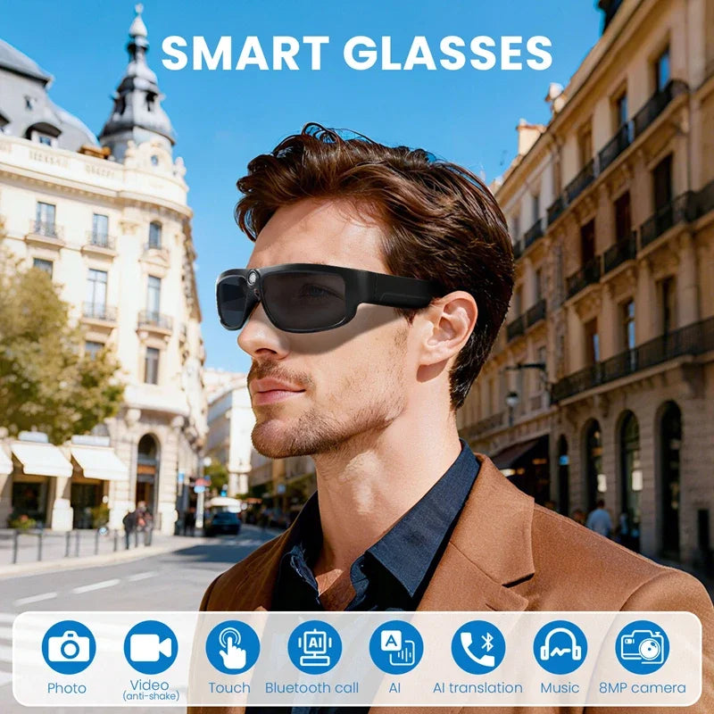 Smart Glasses 1080P Video Sports Glasses 4K Camera Music Call AI Translation Glasses Requires Card Insertion For Use