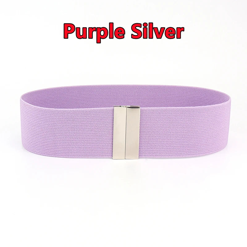 Fashion Women Elastic Band Wide Belts Simple Down Coat Waist Belt Female Buckle Black Strap Dress Decoration Accessories Ladies