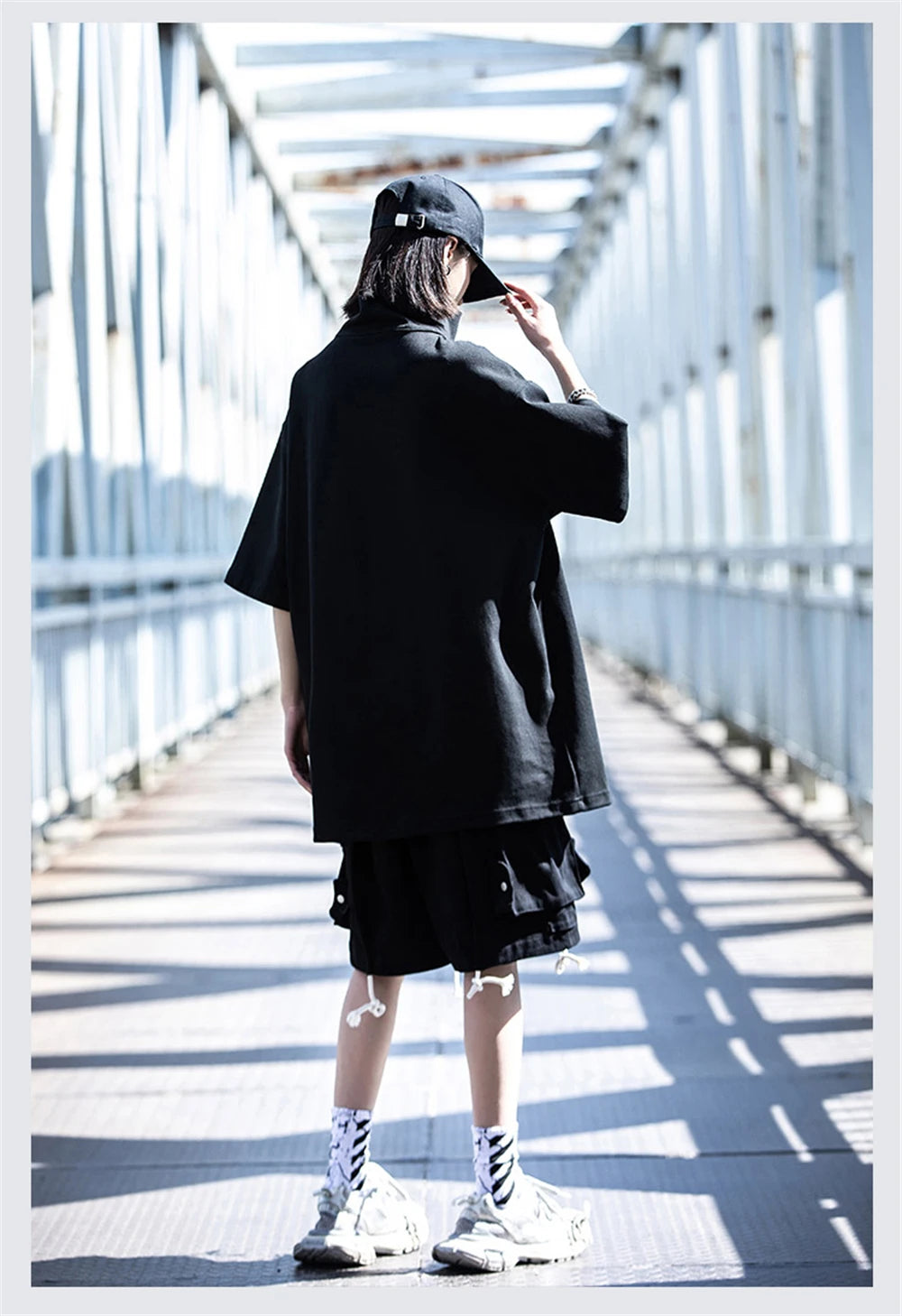 Techwear Turtleneck T-Shirt Men Hip Hop Spring Summer Harajuku Tshirt Loose Short Sleeve Tops Tees Shirts Streetwear