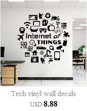 Tech vinyl wall decals Internet of things high tech IT geek computer computer home company office decoration decals B5