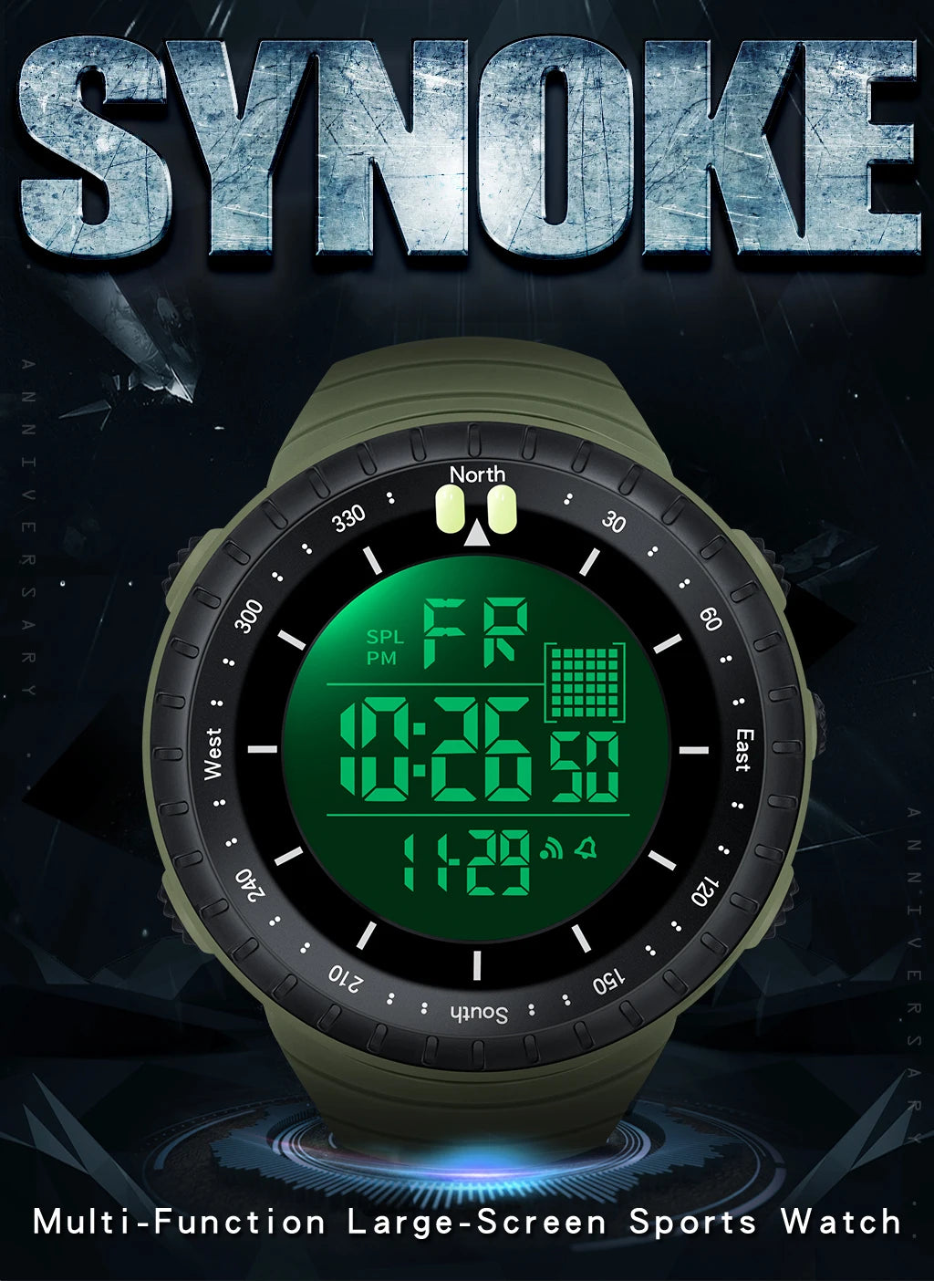 SYNOKE Outdoor Military Digital Watch For Men Fashion Retro Men Watch Sports Waterproof Men Watch Multifunctional Handsome Men
