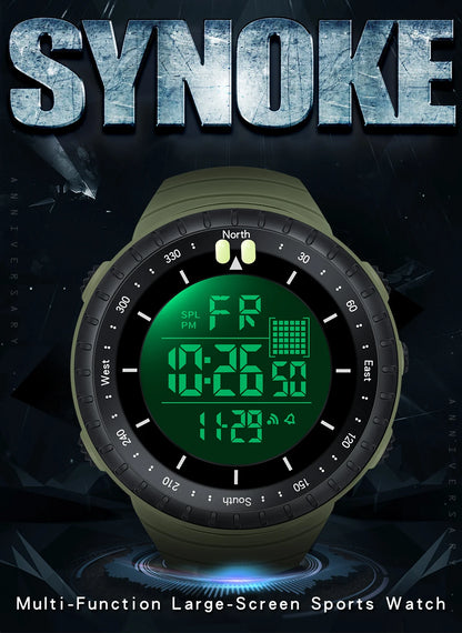 SYNOKE Outdoor Military Digital Watch For Men Fashion Retro Men Watch Sports Waterproof Men Watch Multifunctional Handsome Men
