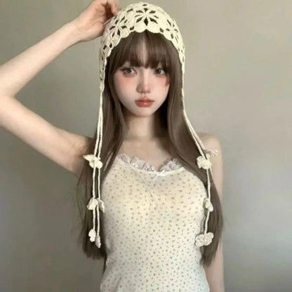 Knitted Hats Handmade Hollowed Knit Cap Literary Fisherman's Hat Crocheted Hat Ethnic Baotou Cap Cotton Pullover Hat Breathable