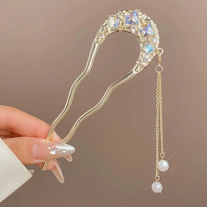 Fashion Hair Accessories Metal U Shape Hair Clip For Women Elegant Simulated Pearl Tassels Hairpin Female Headwear Gifts