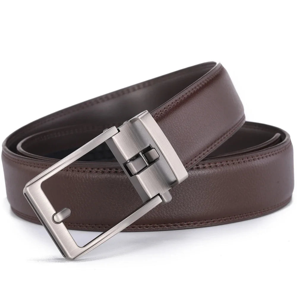Click Belts for Men Luxury Brand Designer Automatic Buckle Real Original Genuine Leather Men's Belt Male Jeans Waist Straps
