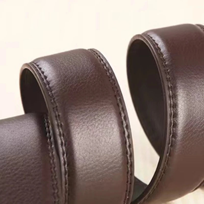 Men's Genuine Leather Belt Automatic Buckle Women Strap Fashion Versatile Younth Female Male White Black Red Pants Belts