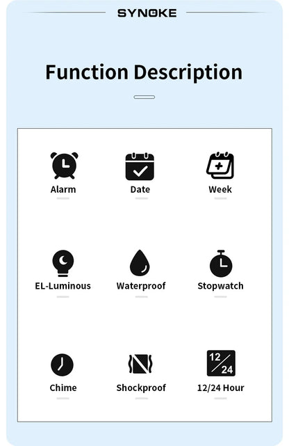 SYNOKE Outdoor Military Digital Watch For Men Fashion Retro Men Watch Sports Waterproof Men Watch Multifunctional Handsome Men