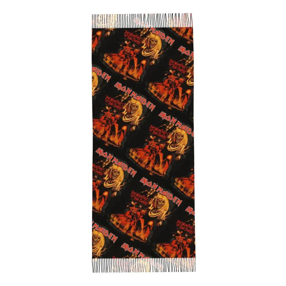 Custom Female Large British Heavy Metal Rock Iron Maidens Scarves Women Winter Soft Warm Tassel Shawl Wraps Scarf