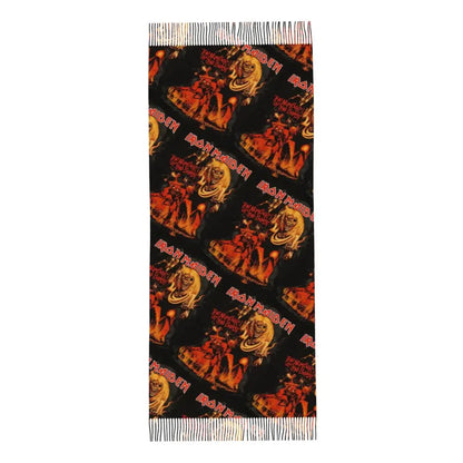 Custom Female Large British Heavy Metal Rock Iron Maidens Scarves Women Winter Soft Warm Tassel Shawl Wraps Scarf