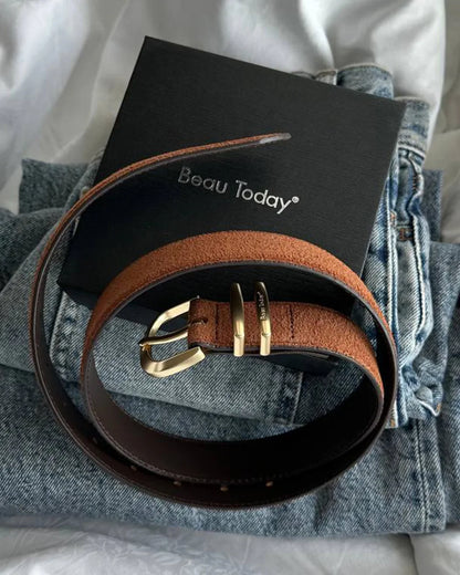 BEAUTODAY Belts Women Split Leather Gold Buckle Trendy Versatile Waist Strap Accessories Casual Belts Female Handmade 91118