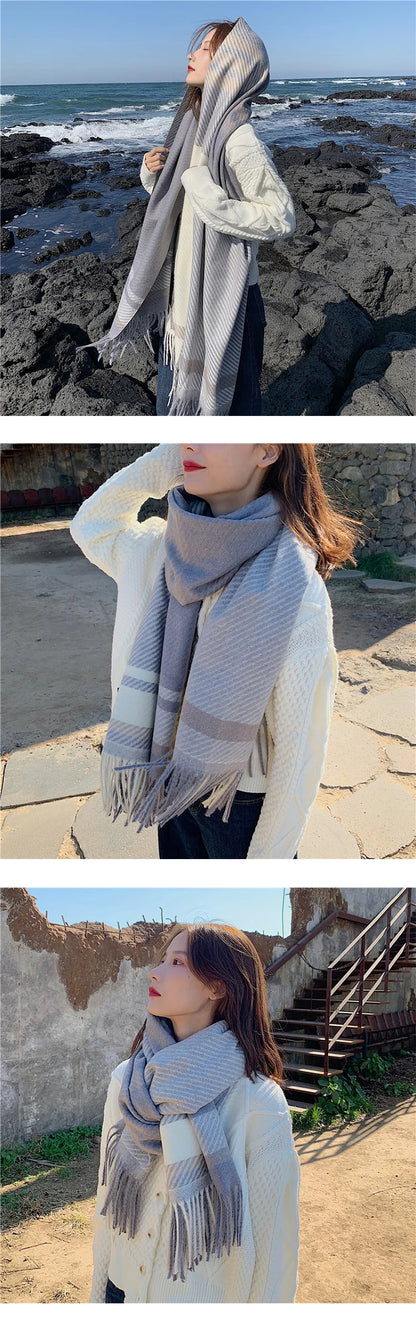 New Women Scarf Autumn Winter Vintage Preppy Style Plaid Wrap Scarve Pashmina Mujer Femme Foulard Bufanda Shawl Unisex Men