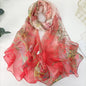 Women Elegant Chiffon Silk Scarves Fashion Versatile Flower Wraps Summer Beach Sunscreen Thin Scarf Georgette Bandana Hijab