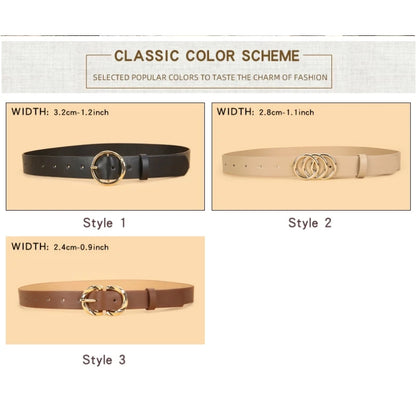 3pc New Women'S Minimalist and Stylish Versatile Belts, Classic Belts for Jeans and Dresses, Solid Color Elegant Belts