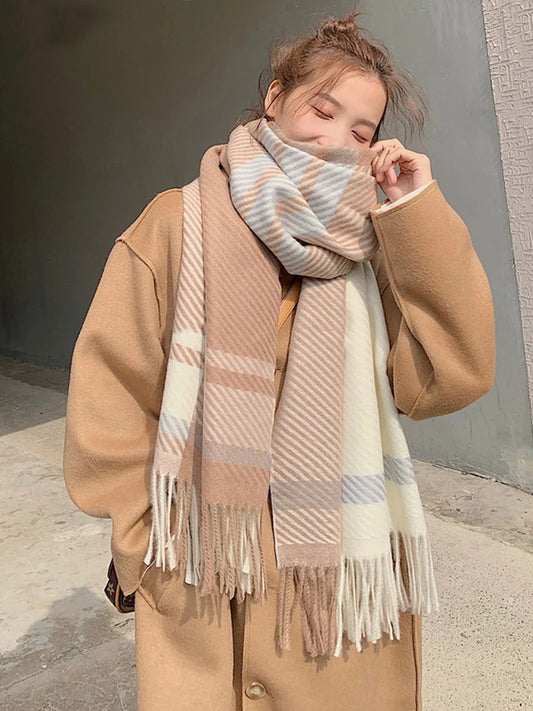 New Women Scarf Autumn Winter Vintage Preppy Style Plaid Wrap Scarve Pashmina Mujer Femme Foulard Bufanda Shawl Unisex Men