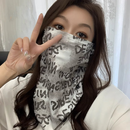 Scarves English Graffiti Sunscreen Face Mask UV Protection Shading Riding Mask Personal Breathable Ice Silk Face Towel Summer