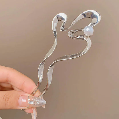 Fashion Hair Accessories Metal U Shape Hair Clip For Women Elegant Simulated Pearl Tassels Hairpin Female Headwear Gifts