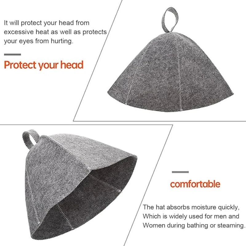 Sauna Hats, Sauna Caps Sauna Hats Sauna Accessories Felt Sauna Cap for Men and Women Home Sauna Steam Cap for Steam Room