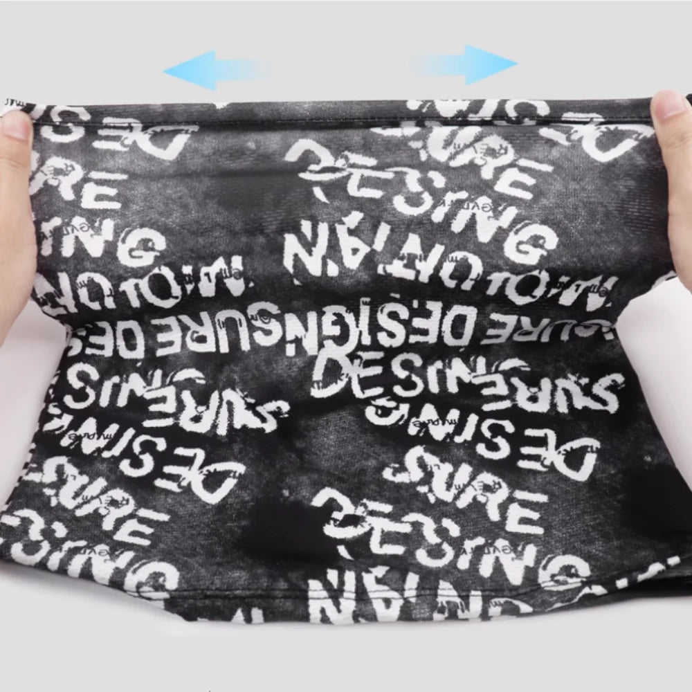 Scarves English Graffiti Sunscreen Face Mask UV Protection Shading Riding Mask Personal Breathable Ice Silk Face Towel Summer