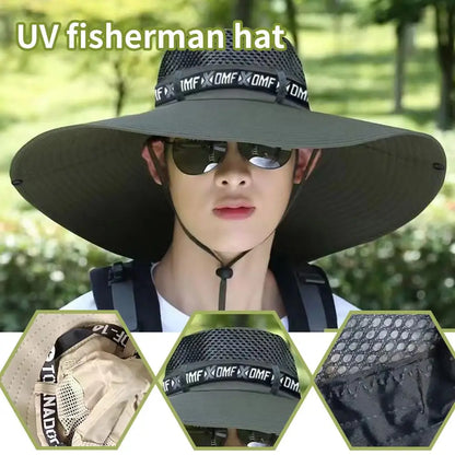 Summer Large Sun Hat Men Women Breathable Fishing Caps Sun UV Protection Mesh Fisherman Hat Hiking Outdoor Beach Cap