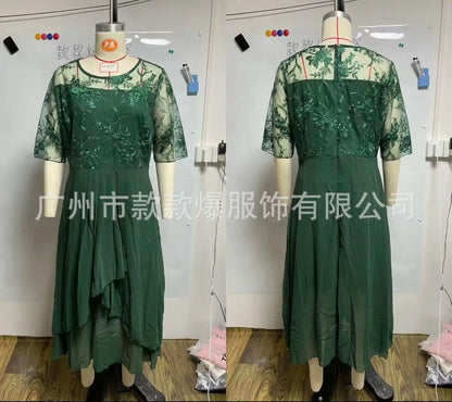 Evening Dress Vestidos Dresses 2025 Woman Elegant Temperament Gentle SlimI Irregular Solid Color Fashion Banquet Chiffon French