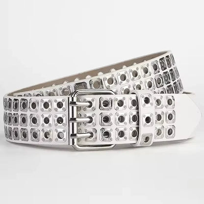 Women Belt Fashion Square Beads, Willow Nails, Three Exhaust Eyes, Punk Street Cool, Personalized Men's and Women's Belts