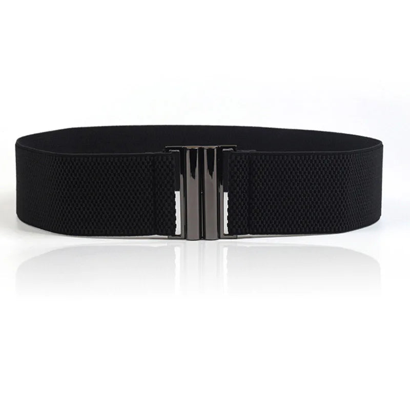 Elastic Band Wide Belts Simple Down Coat Waist Belt Female Buckle Black Strap Dress Decoration Accessories