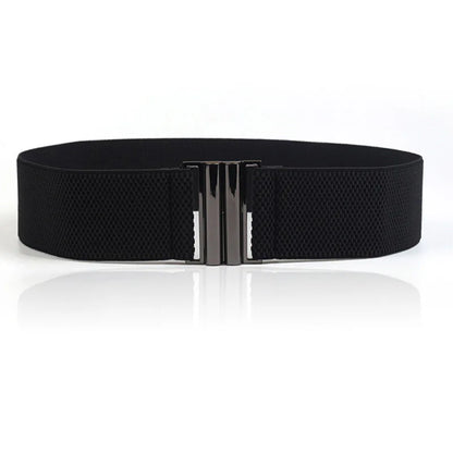 Elastic Band Wide Belts Simple Down Coat Waist Belt Female Buckle Black Strap Dress Decoration Accessories