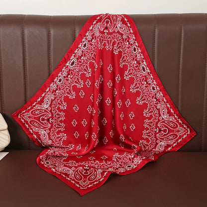 Red Paisley Designer Print Scarf Women Silk Scarves Luxury Bandana Hijab Neckerchief Shawl Kerchief Hair Band Foulard