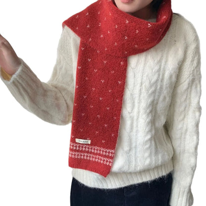Women's Scarves Korean Retro Fair Island Simple Sweet Versatile Kawaii Wool Winter Thicked Warmth Comfortable High Quality Scarf