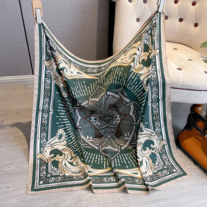 90*90cm Silk Scarves Women Print Twill Square Head Hijab Ladies Luxury Shawl Bandanna Female Muffler Chiffen Wrap Foulard Ribbon