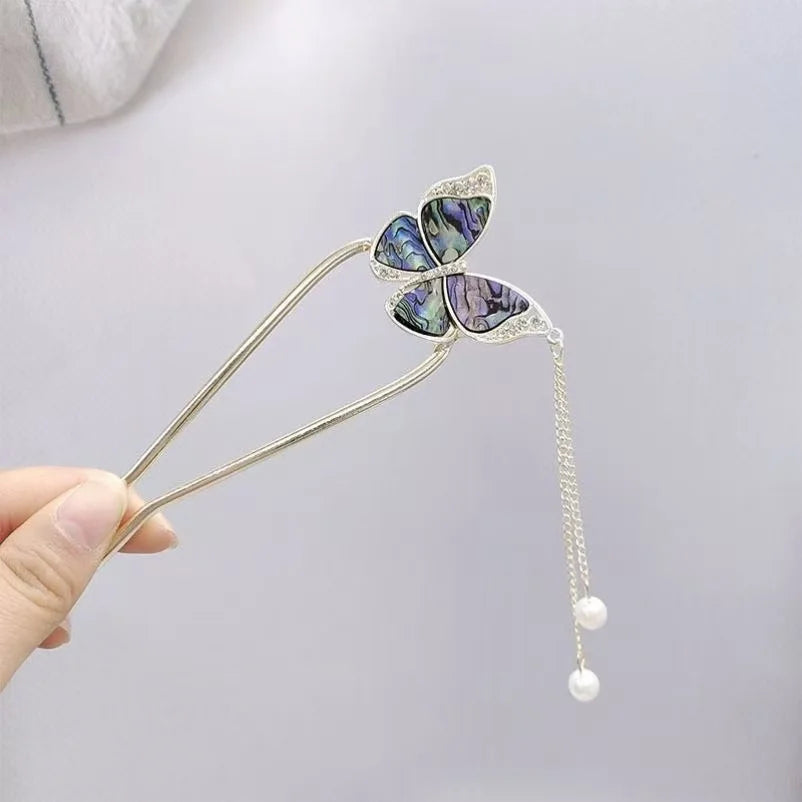 Fashion Hair Accessories Metal U Shape Hair Clip For Women Elegant Simulated Pearl Tassels Hairpin Female Headwear Gifts