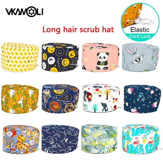 Surgical hats with various prints of rabbits dogs animals designed as hair care hats for doctors and nurses scrub hat