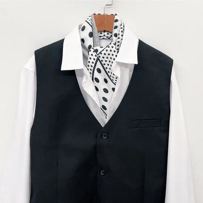 Men's Long Small Silk Scarves with Suits Spring Autumn New Fashionable Versatile Decorative Korean Version Thin  Narrow Scarves