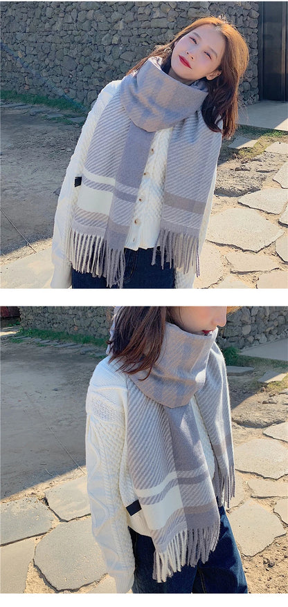 New Women Scarf Autumn Winter Vintage Preppy Style Plaid Wrap Scarve Pashmina Mujer Femme Foulard Bufanda Shawl Unisex Men