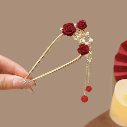 Fashion Hair Accessories Metal U Shape Hair Clip For Women Elegant Simulated Pearl Tassels Hairpin Female Headwear Gifts