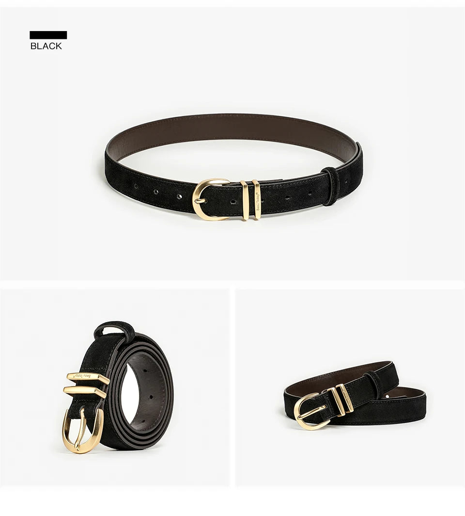 BEAUTODAY Belts Women Split Leather Gold Buckle Trendy Versatile Waist Strap Accessories Casual Belts Female Handmade 91118