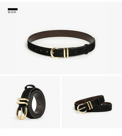 BEAUTODAY Belts Women Split Leather Gold Buckle Trendy Versatile Waist Strap Accessories Casual Belts Female Handmade 91118