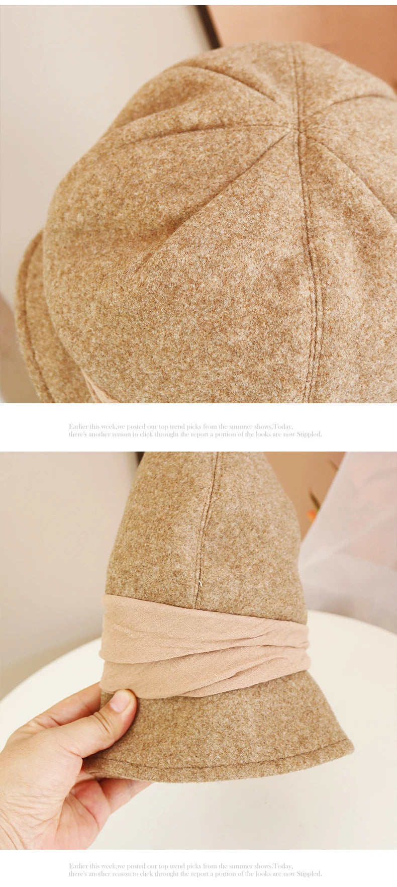 Hats for women in autumn and winter versatile woolen hats Japanese retro elegant temperament celebrity fisherman hat warm wide b